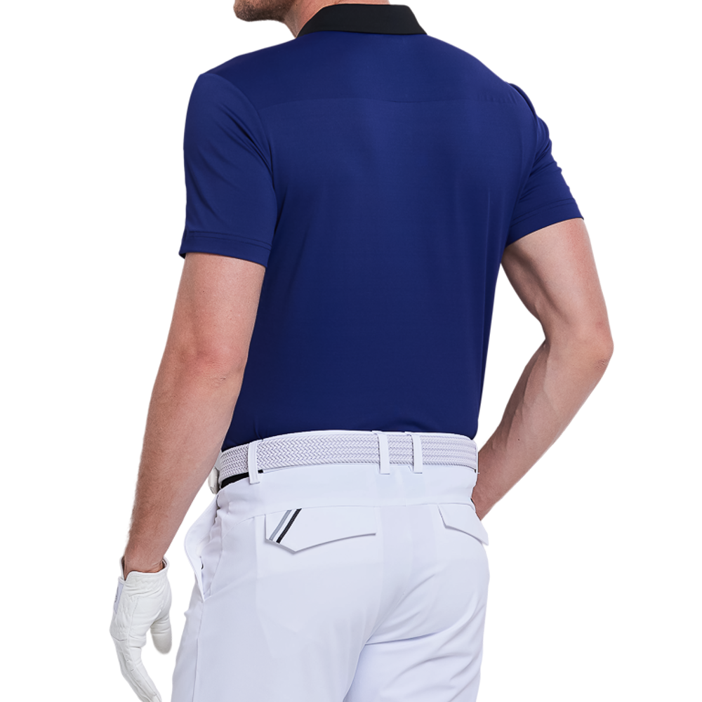 男撞色領涼感短袖(寶藍)