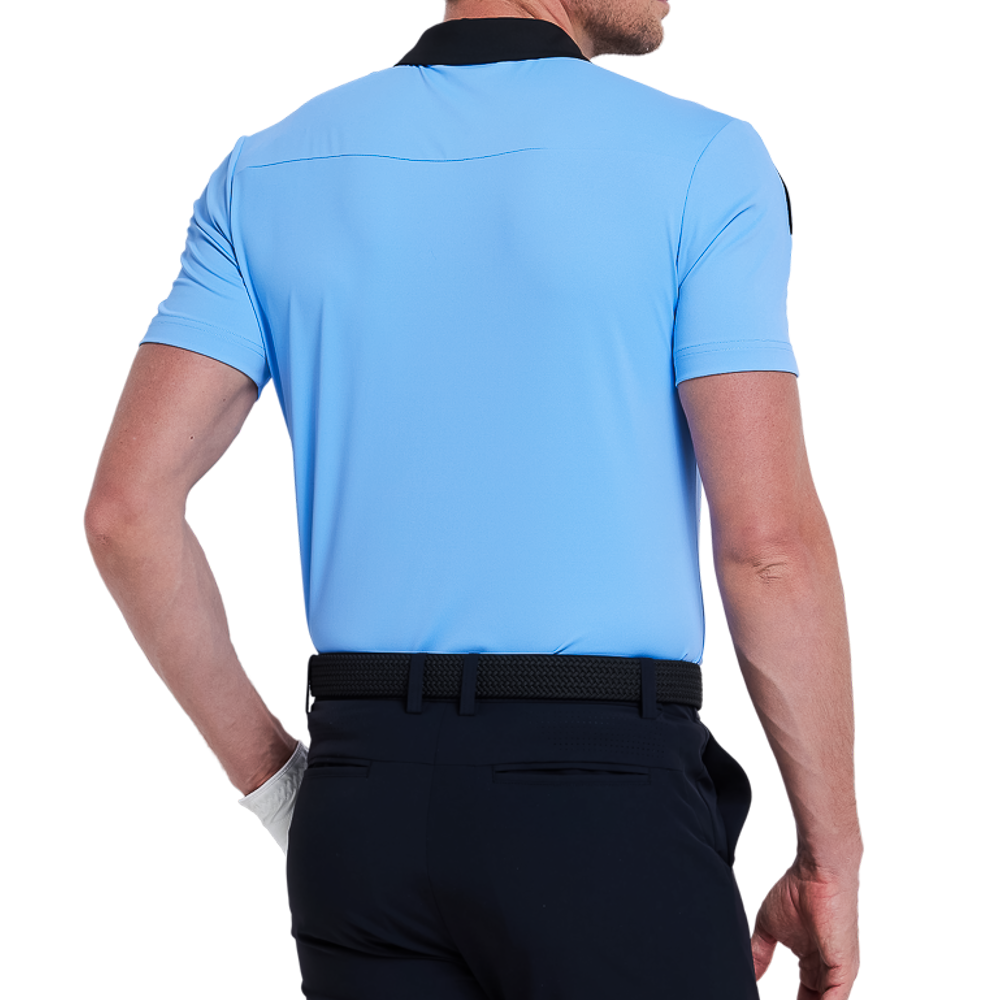 男撞色領涼感短袖(淺藍)