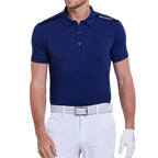 男撞色肩短袖(寶藍)