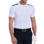 男撞色肩短袖(白)