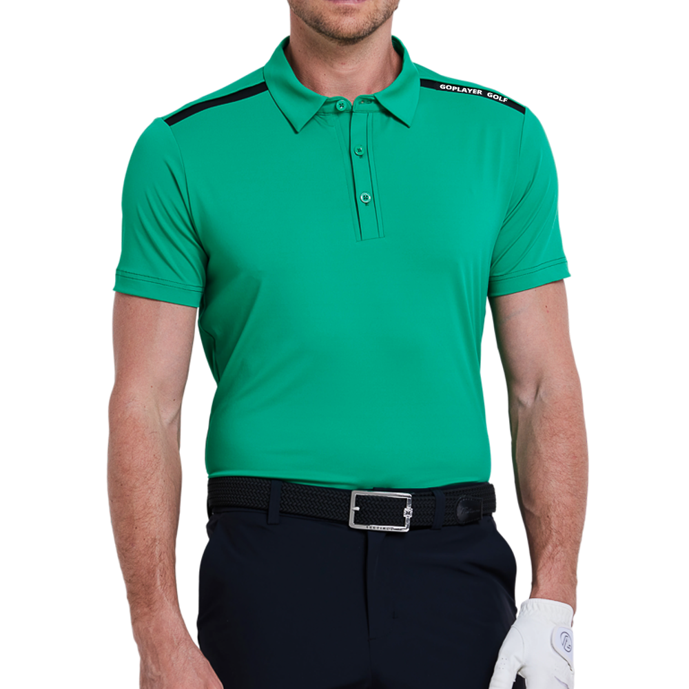 男撞色肩短袖(草綠)