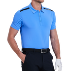 男撞色肩短袖(翠藍)