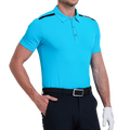 男撞色肩短袖(湖藍)