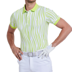 Men's colorful striped printed short-sleeved shirt (light green)