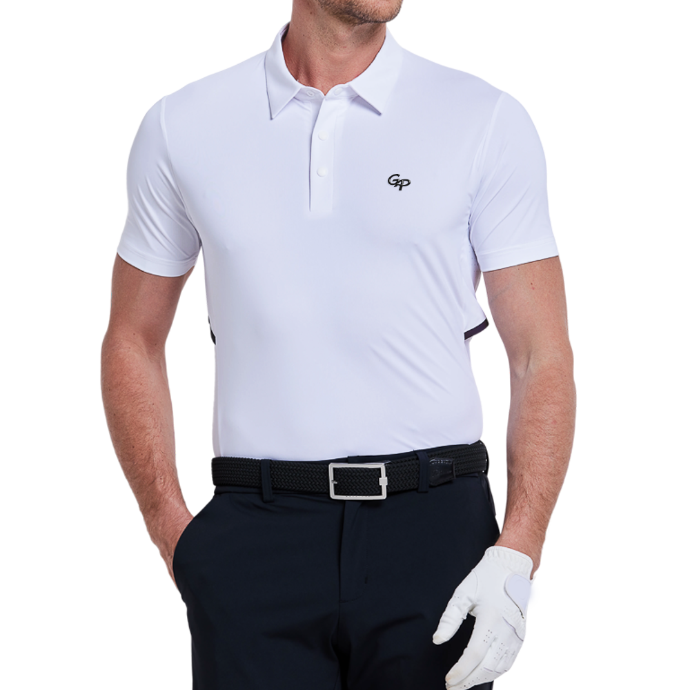 男側腰開孔涼感短袖(白)