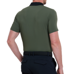 メンズ カラーブロックカラー クールタッチ 半袖シャツ (ダークミリタリーグリーン)