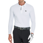 メンズ高密度襟付き長袖シャツ（ホワイト）