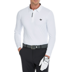 メンズ高密度襟付き長袖シャツ（ホワイト）