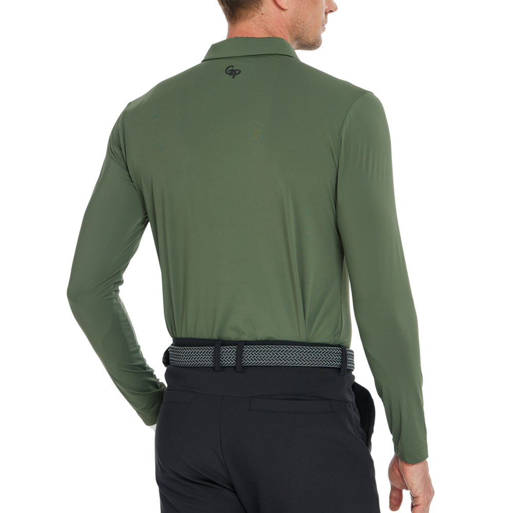 Men's Cool-Feel Long-Sleeve Collared Shirt (Army Green)