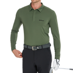 男涼感翻領長袖(軍綠)