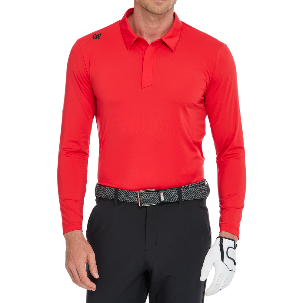 Men's Fila long-sleeved collared shirt (red)