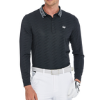 メンズ ダイヤモンド柄 ニット ジャカード 長袖 トップス (ブラック)