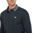 メンズ ダイヤモンド柄 ニット ジャカード 長袖 トップス (ブラック)