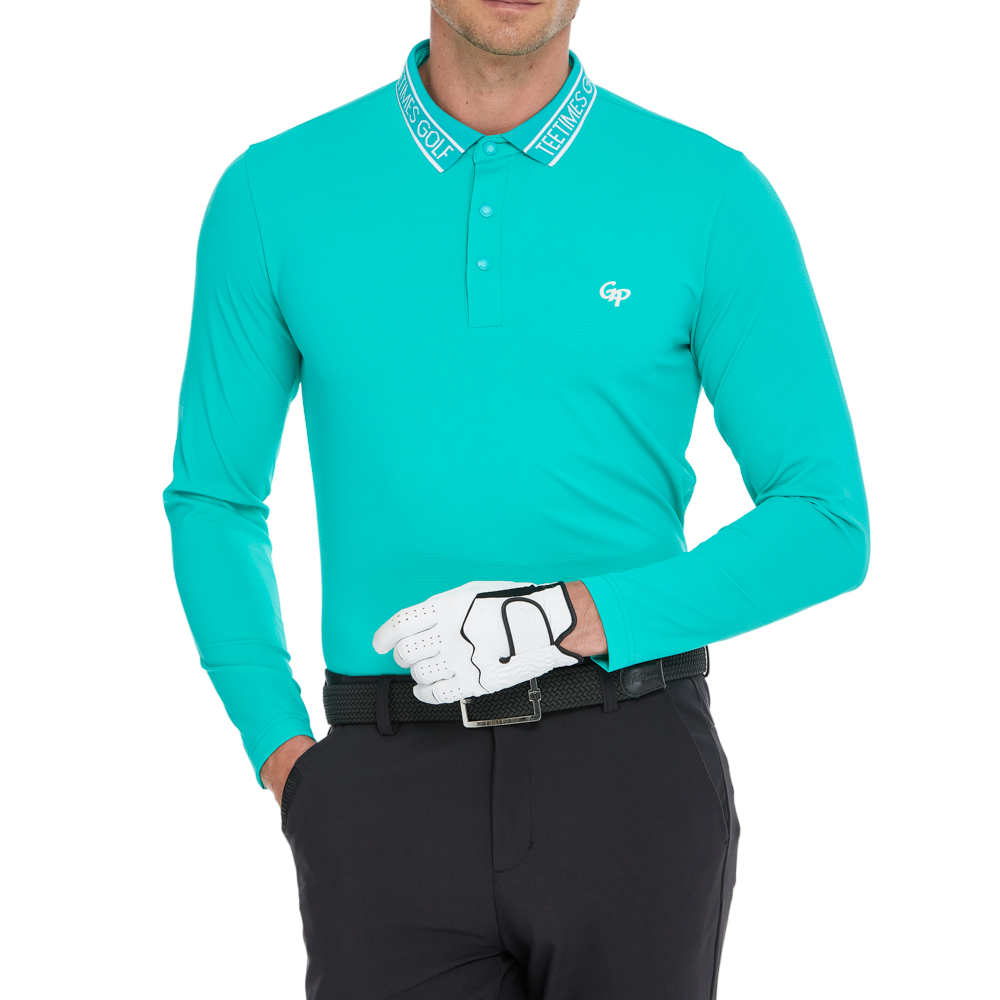 男菱格針織提花長袖(青藍)