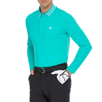 メンズ ダイヤモンド柄 ニットジャカード 長袖シャツ（シアン/ブルー）