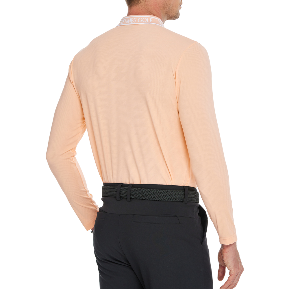 Men's diamond-patterned knit jacquard long-sleeved shirt (orange)