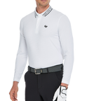 Men's diamond-patterned knit jacquard long-sleeved shirt (white)