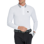 Men's diamond-patterned knit jacquard long-sleeved shirt (white)