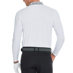 Men's diamond-patterned knit jacquard long-sleeved shirt (white)