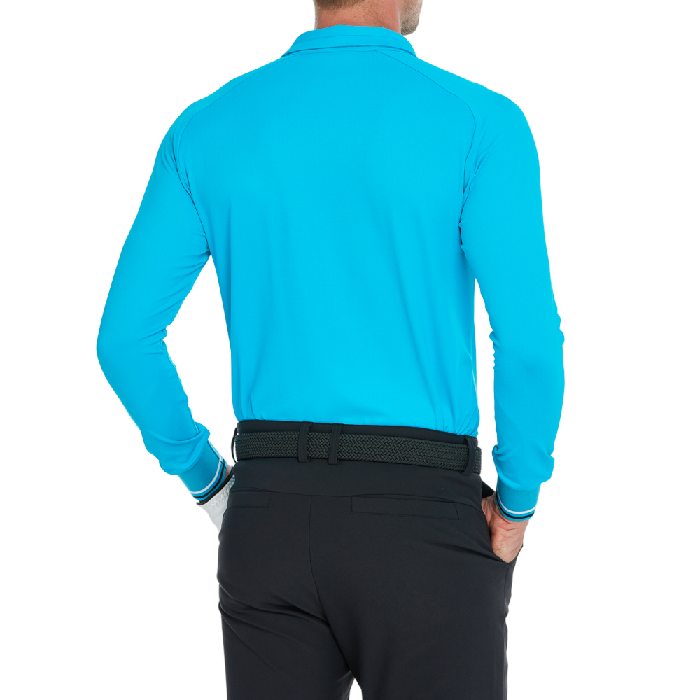 Men's Soft-Light Lapel Long-Sleeve Top (Turquoise Blue)