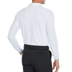 メンズ ソフトグロス 長袖 襟付きトップス (ホワイト)