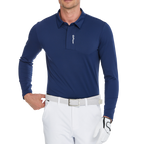 メンズ高密度通気性ラペル長袖シャツ（ロイヤルブルー）