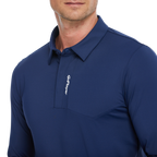 メンズ高密度通気性ラペル長袖シャツ（ロイヤルブルー）