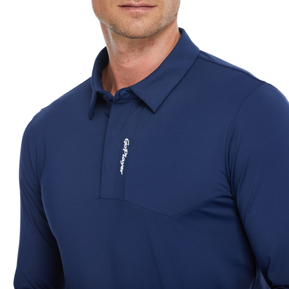 Men's high-density breathable lapel long-sleeved shirt (royal blue)