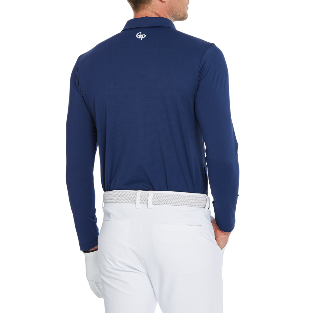 Men's high-density breathable lapel long-sleeved shirt (royal blue)