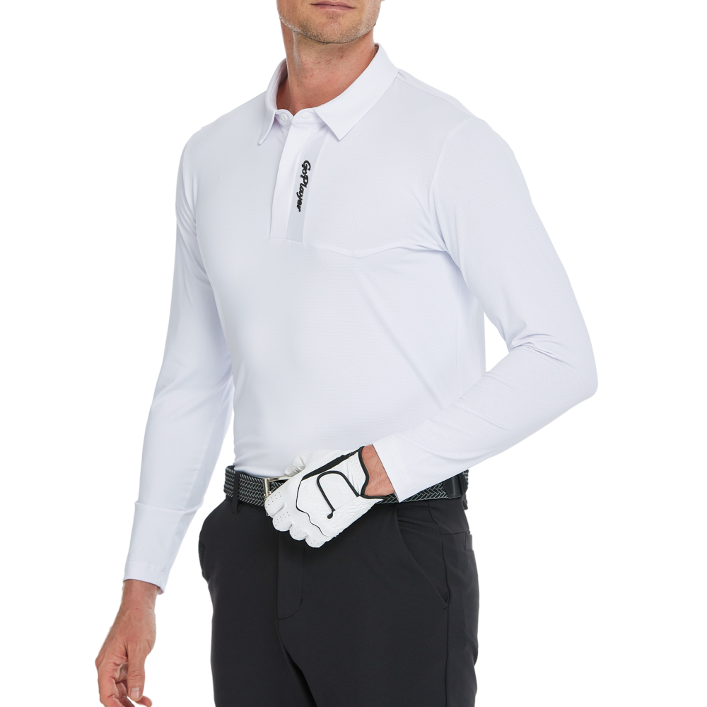 Men's high-density breathable lapel long-sleeved shirt (white)