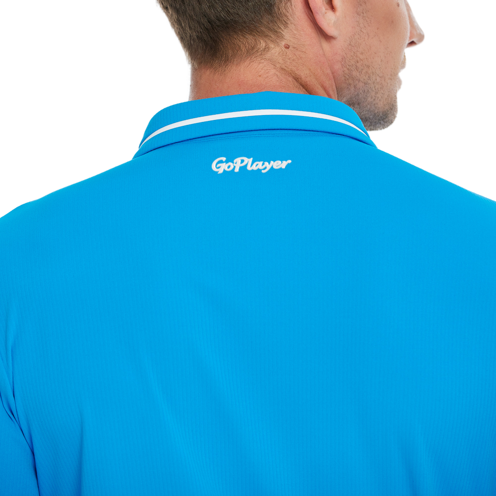 Men's cotton-feel striped collared long-sleeved shirt (colorful blue)