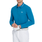 メンズ コットンタッチ ストライプ 長袖シャツ ターンダウンカラー (ダークブルー)