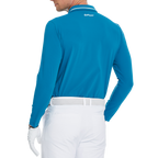 メンズ コットンタッチ ストライプ 長袖シャツ ターンダウンカラー (ダークブルー)