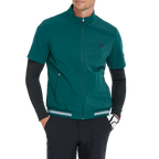 メンズ軽量・防風・撥水加工半袖トレンチコート（ダークグリーン）