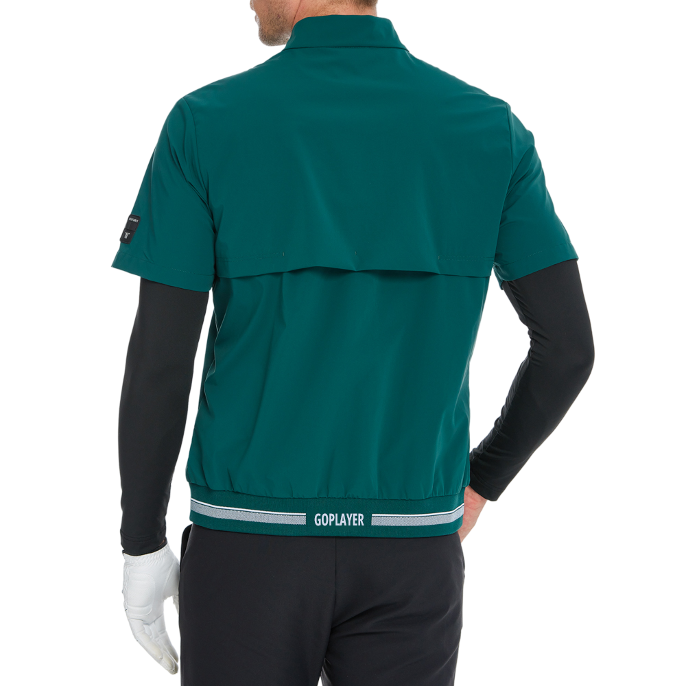 Men's lightweight, windproof, and water-repellent short-sleeved trench coat (dark green)