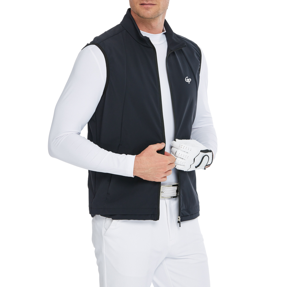 男輕薄防風防潑水馬甲(黑)