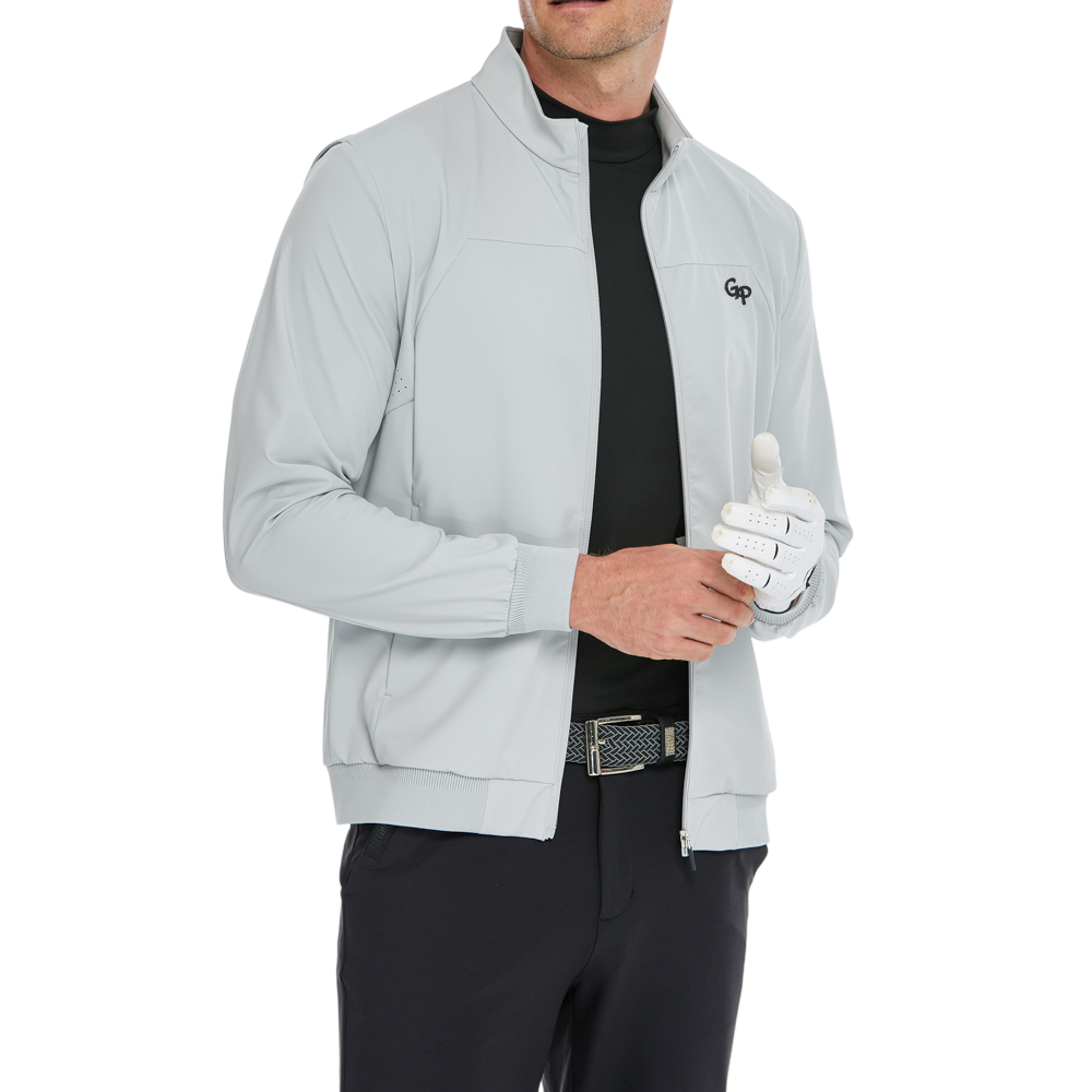 Men's lightweight windproof and water-repellent windbreaker (light gray)