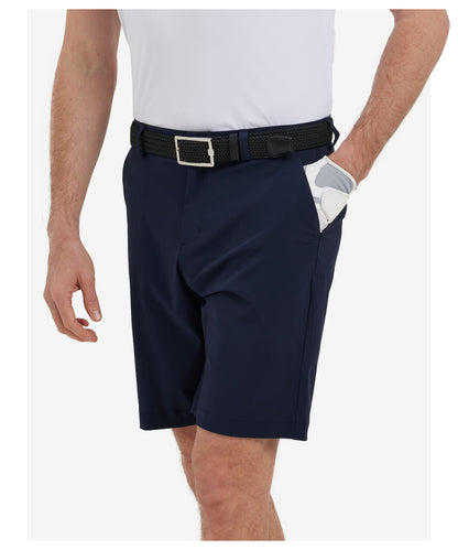 GoPlayer Men's Perforated Breathable Golf Shorts (Navy Blue)