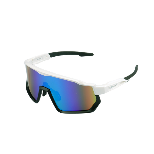 GoPlayer大框太陽眼鏡(白黑框 鍍綠片)