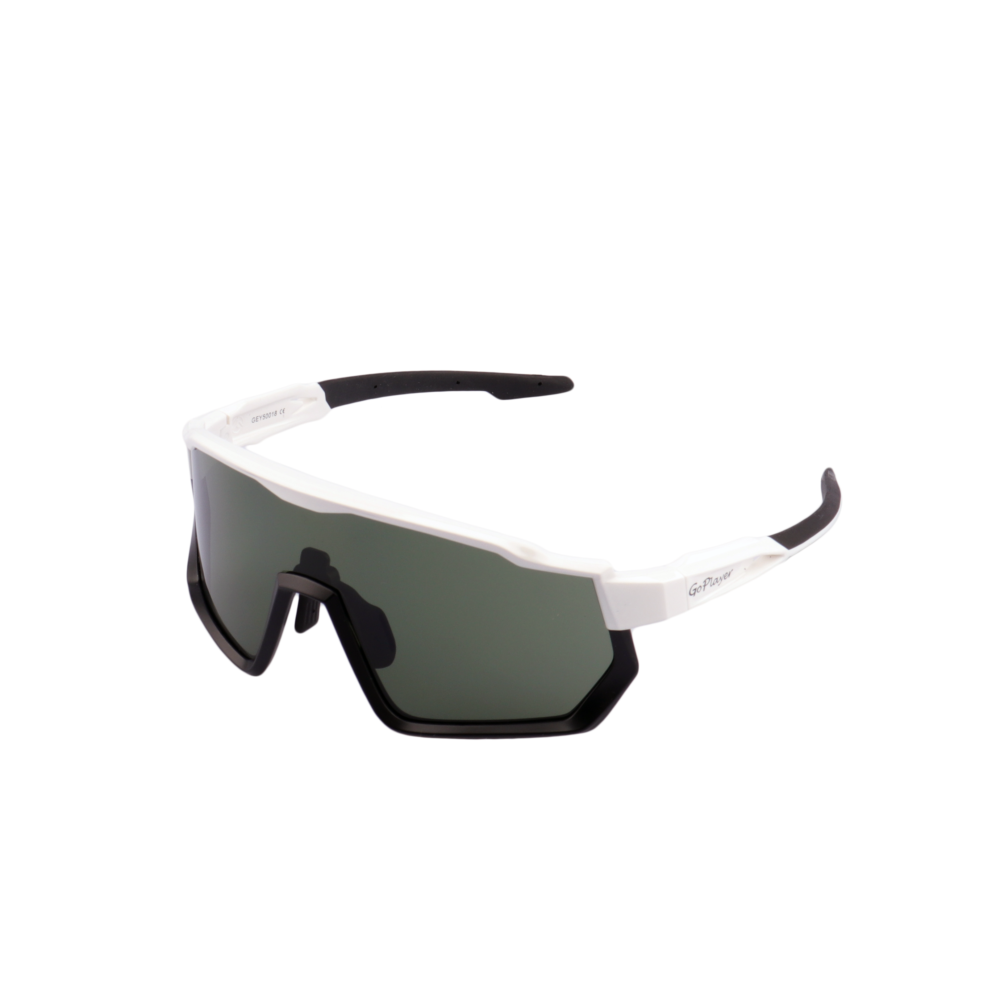 GoPlayer ビッグフレーム サングラス (ホワイト ブラックフレーム グリーン フィルム)