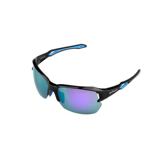 GoPlayer Half Frame Sunglasses (Black Frame Purple Plated)