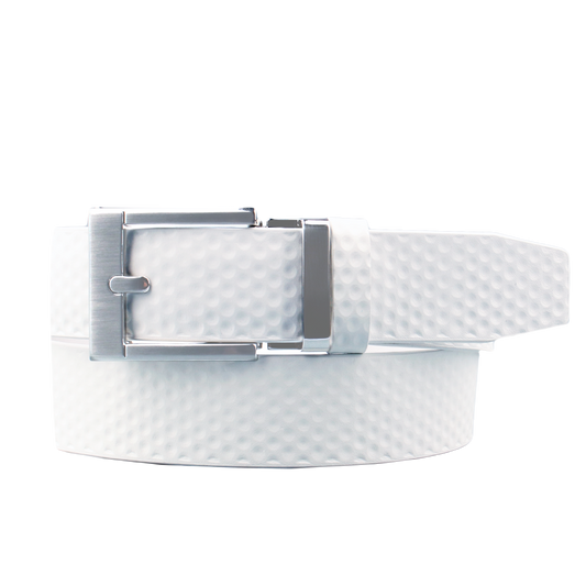 GoPlayer Embossed Ball Pattern Wide Slide Buckle Belt (White)